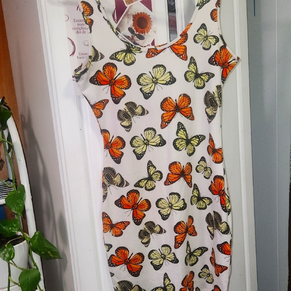 Butterfly Print Sleeveless Dress